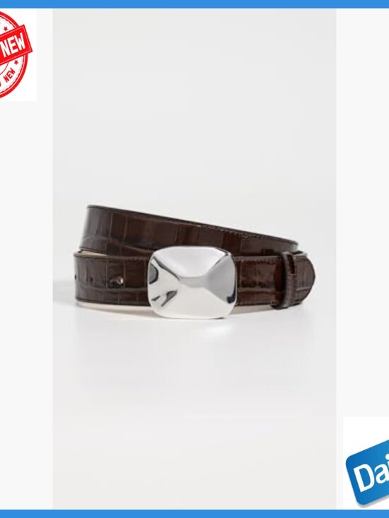 Genuine Leather Fashion Belt with Silver Buckle, Size Medium main image 4